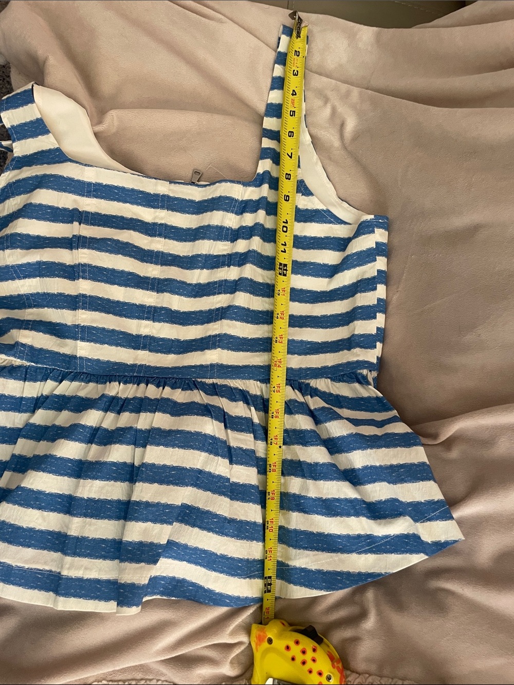 Avec Les Filles Blue and White Striped Peplum Top - Picture 9 of 9